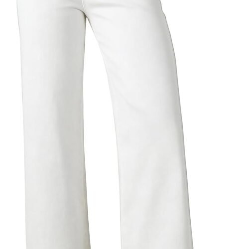 High-Waisted Stretchy Straight-Leg Wide-Leg Jeans With Button Pockets
