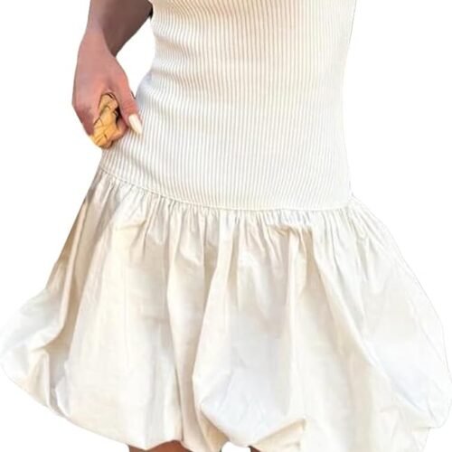 Strapless Off-Shoulder Cinched-Waist Balloon-Bubble Club Mini Dress