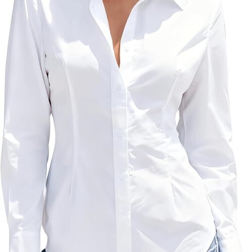 Long-Sleeve Wrinkle-Resistant Solid-Color Business Shirt With Collar