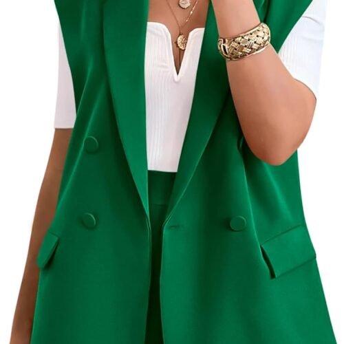 Sleeveless Vest and High-Waisted Shorts Summer Business Set
