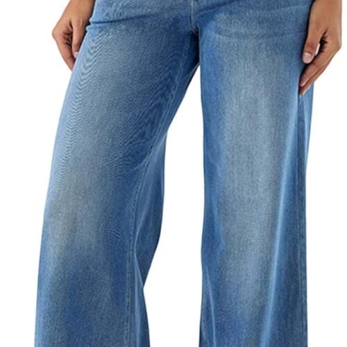 High-Waisted Stretchy Wide-Leg Pull-On Slim-Fit Jeans