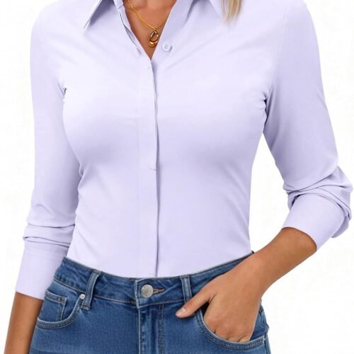 Slim-Fit Stretch Non-Iron Long-Sleeve Business Shirt