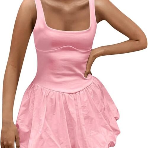 Voluminous Bubble-Hem Sleeveless Sexy Club Mini Dress