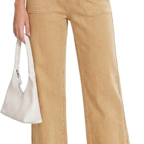 Stretchy High-Waisted Straight-Leg Wide-Leg Tummy-Control Jeans