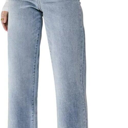 High-Waisted Loose-Fit Straight-Leg Raw-Hem Cropped Wide-Leg Jeans