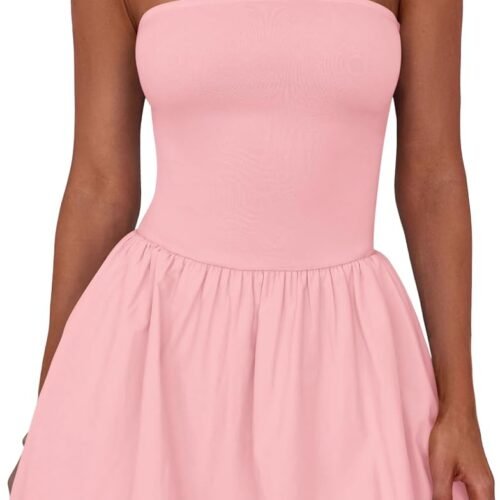 Strapless Off-Shoulder A-Line Bubble-Hem Party Mini Dress