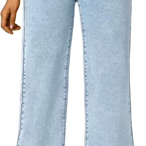 Comfortable Stretchy High-Waisted Straight-Leg Wide-Leg Jeans