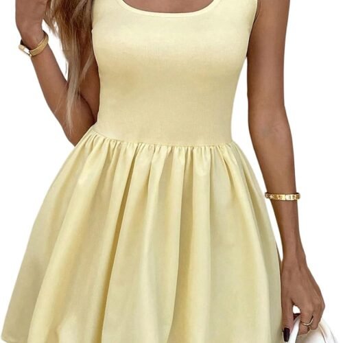 Round-Neck Sleeveless A-Line Summer Bubble Mini Dress
