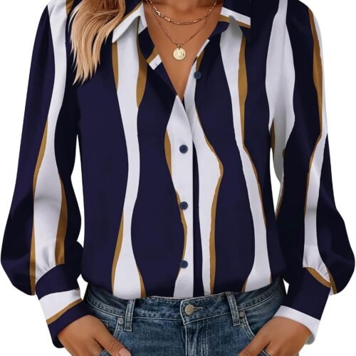 Chiffon Business-Casual Shirt With Lantern Sleeves