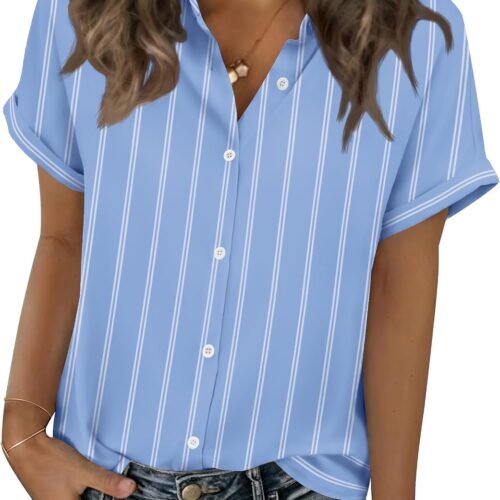 Short-Sleeve Casual/Business Shirt (Solid Or Striped)