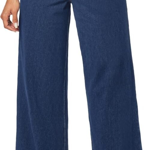High-Waisted Pull-On Loose-Fit Wide-Leg Stretchy Straight-Leg Jeans