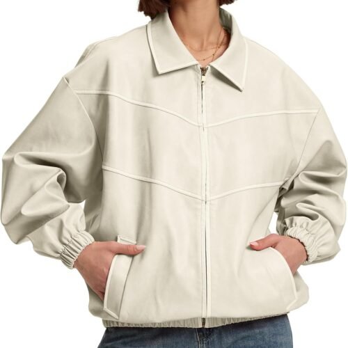 Retro Y2K-Style Oversized Faux Leather Biker Jacket