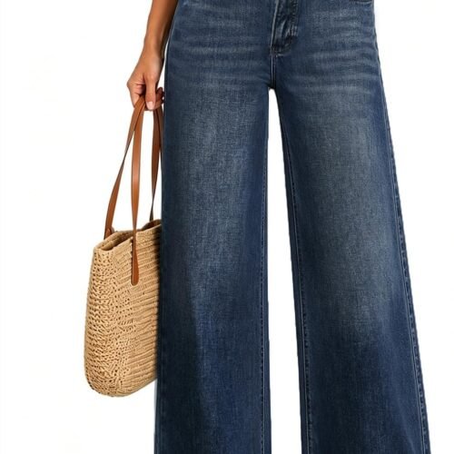 High-Waisted Loose-Fit Wide-Leg Stretchy Tummy-Control Straight-Leg Jeans