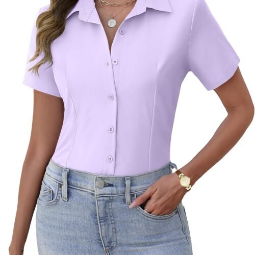 Short-Sleeve Basic Business Shirt With Collar