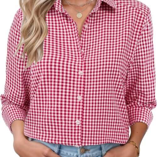 Long-Sleeve Loose Cotton Button-Down Shirt With Collar