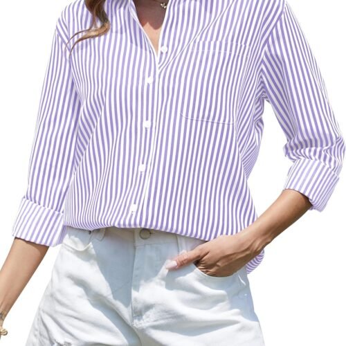 Wrinkle-Resistant Striped Regular-Fit Button-Down Shirt